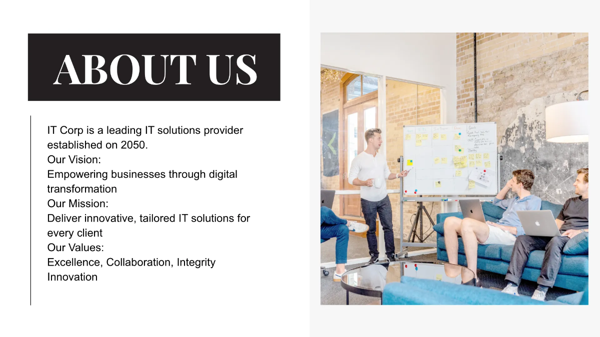 Free IT Digital Transformation Services Business Presentation Template to Edit Online