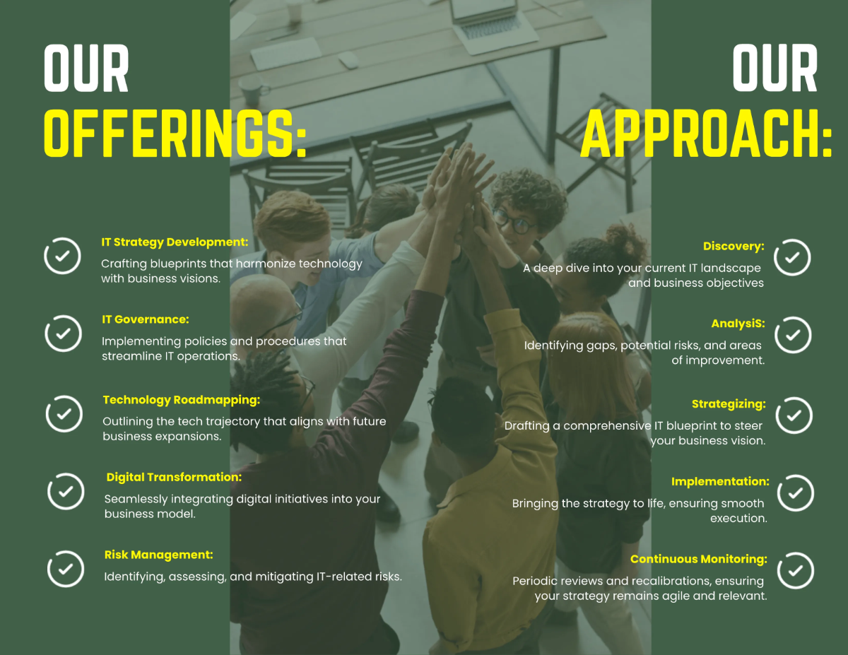 Free IT Strategy & Management Consulting Company Profile Digital Brochure Template to Edit Online