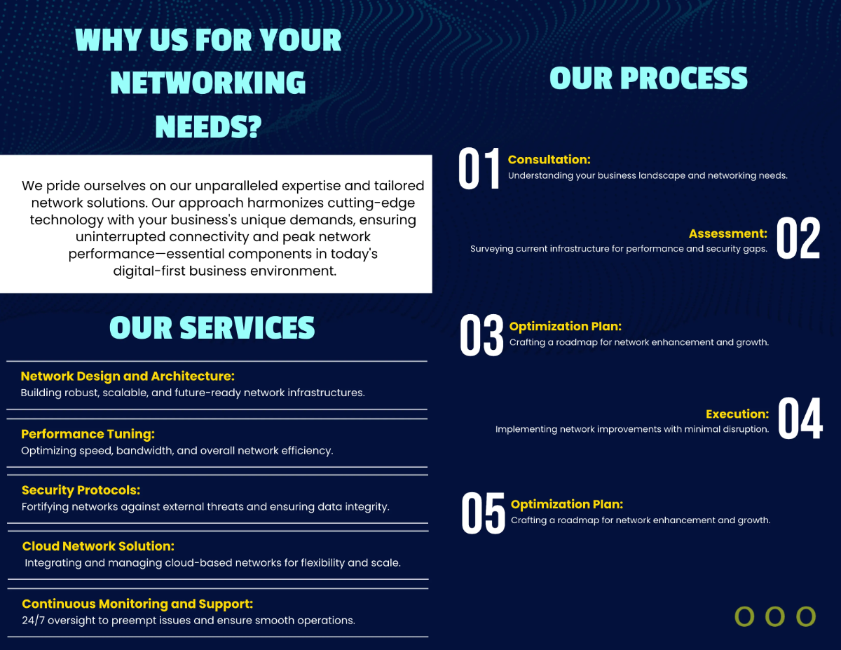 Free IT Network Management & Optimization Company Profile Digital Brochure Template to Edit Online