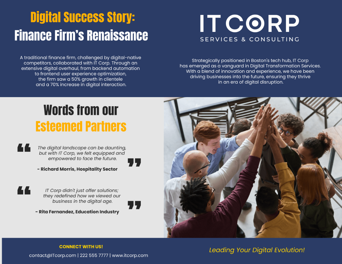 IT Digital Transformation Services Company Profile Digital Brochure Template - Edit Online & Download