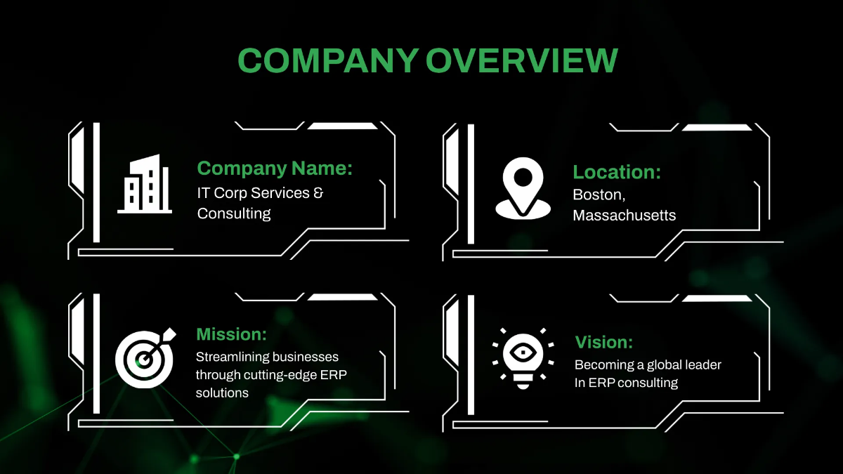 Free IT ERP Services & Consulting Business Presentation Template to Edit Online