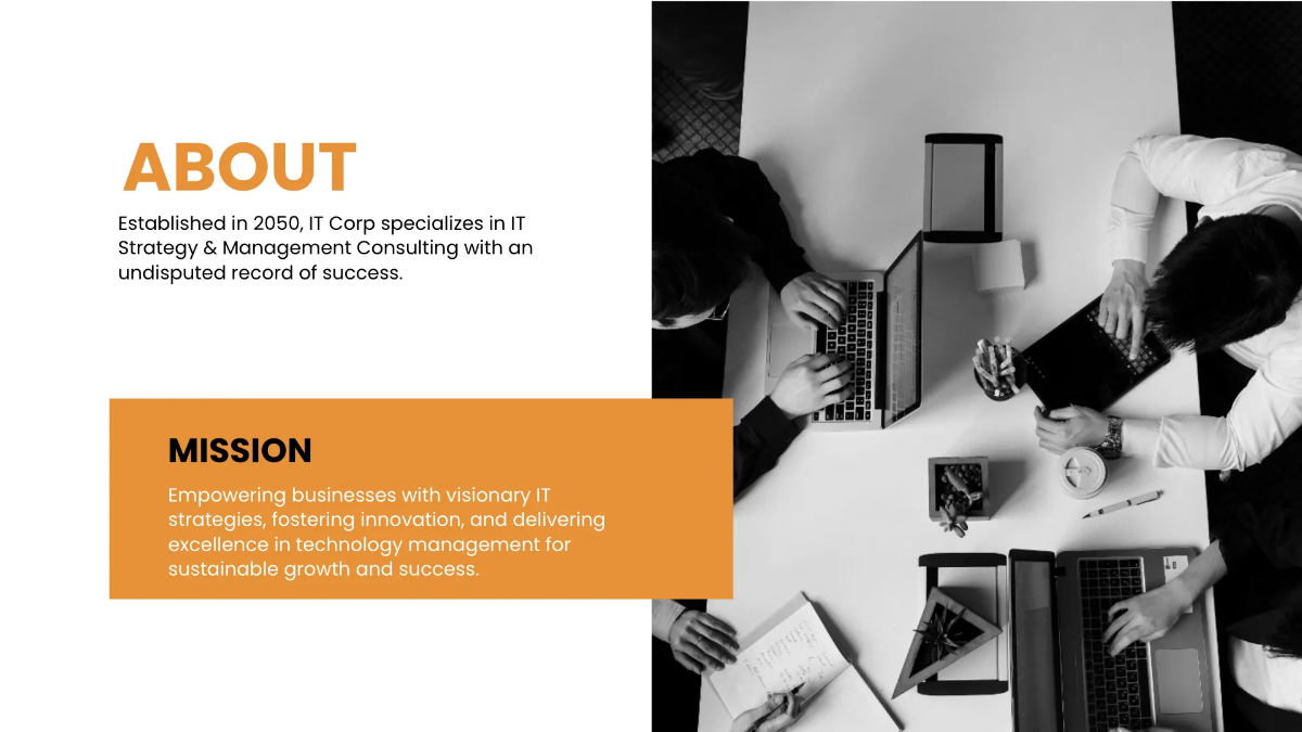 Free IT Strategy & Management Consulting Business Presentation Template to Edit Online