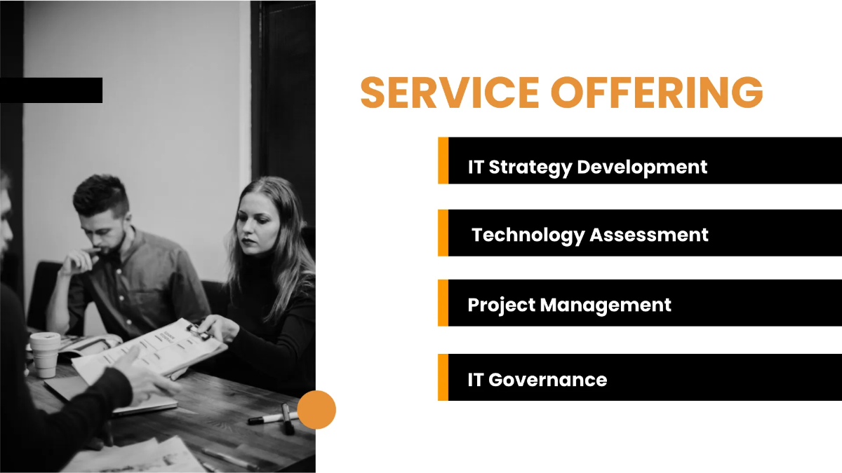 Free IT Strategy & Management Consulting Business Presentation Template to Edit Online