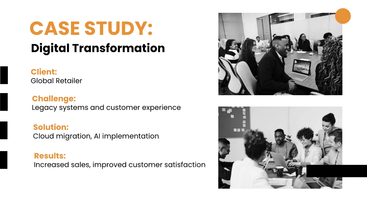 Free IT Strategy & Management Consulting Business Presentation Template to Edit Online