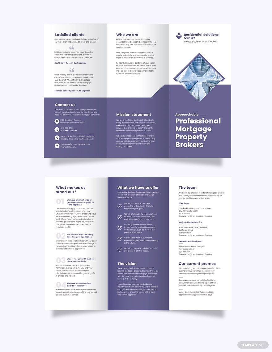 Residential Mortgage Broker Tri-Fold Brochure Template
