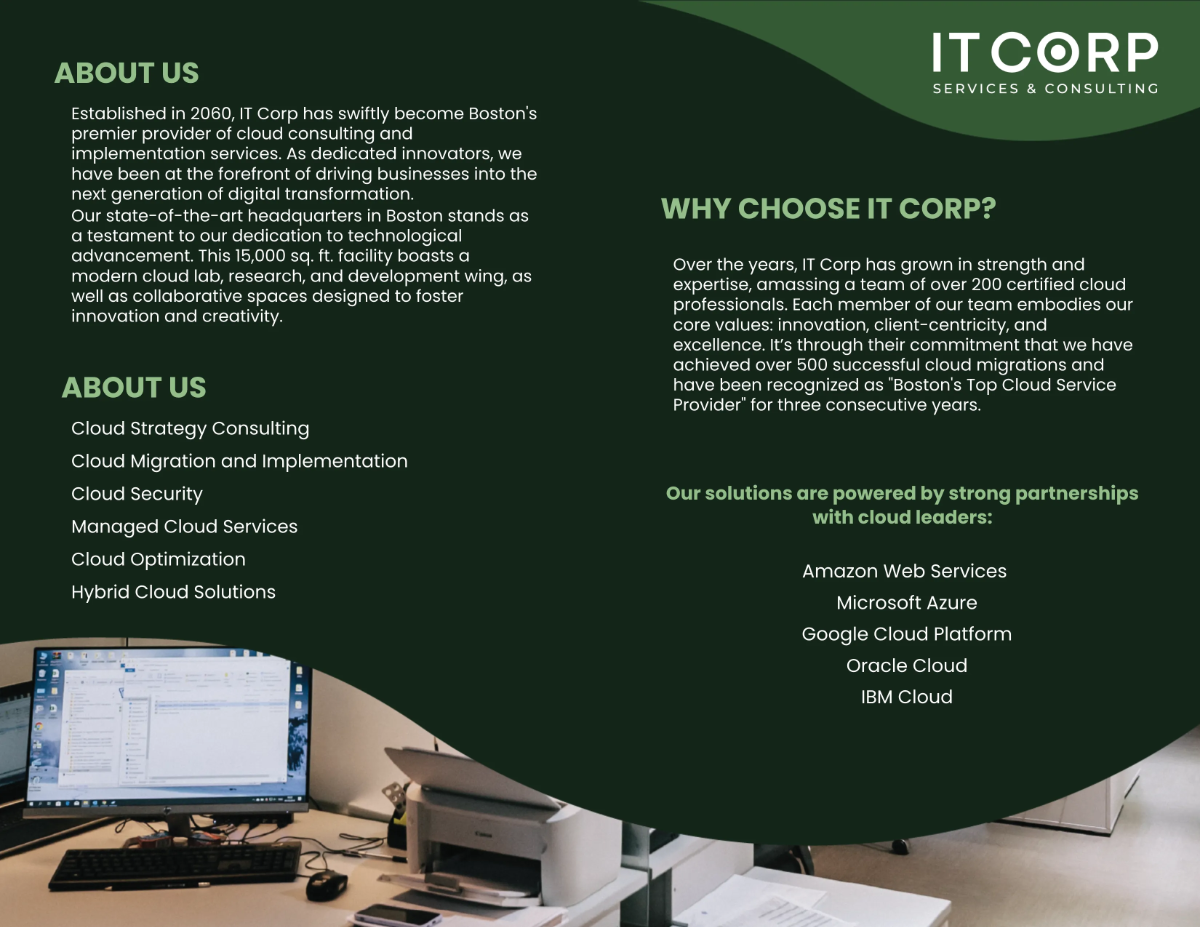 Free IT Cloud Consulting & Implementation Company Profile Digital Brochure Template to Edit Online