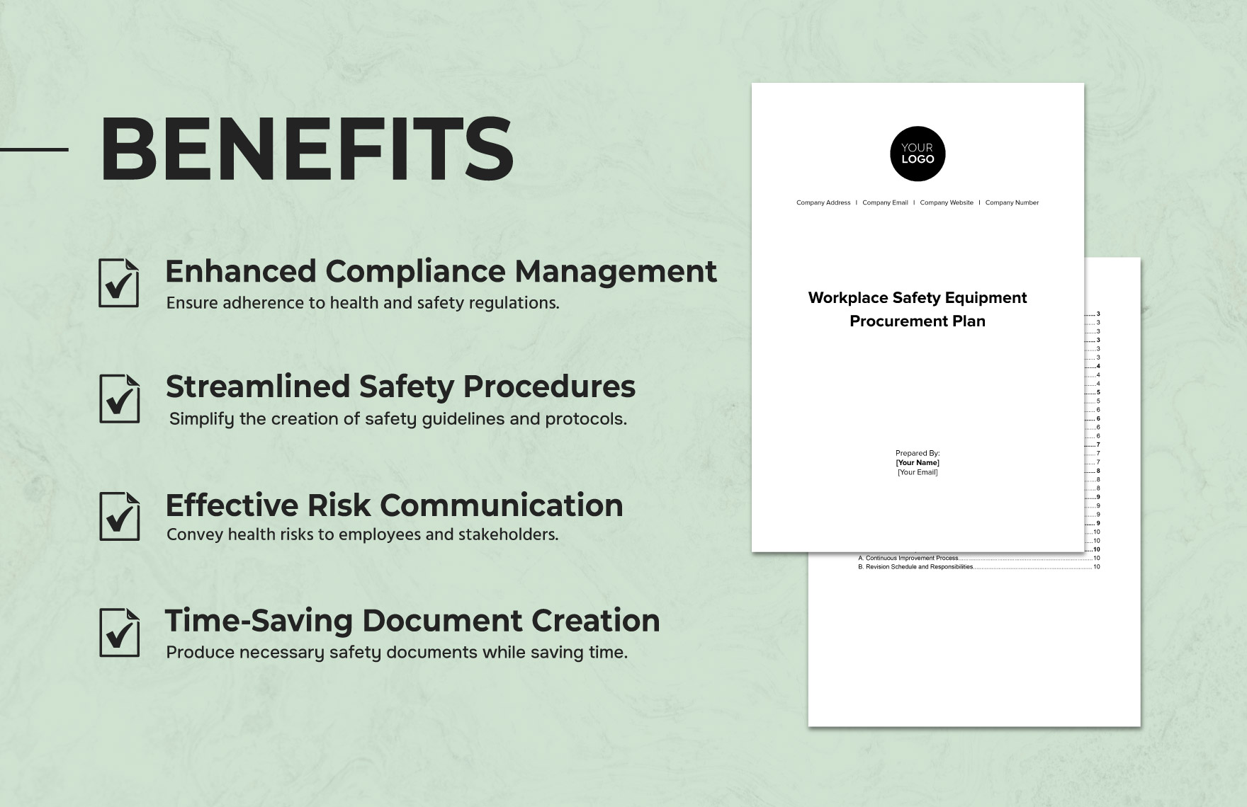 Workplace Safety Equipment Procurement Plan Template