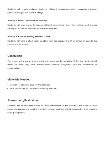 Free Elementary School Lesson Note Template to Edit Online