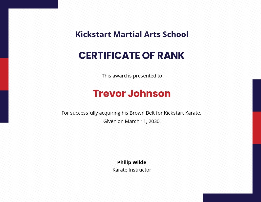Martial Arts Award Certificate Template - Illustrator, Word, Outlook, Apple Pages, PSD, PDF, Publisher