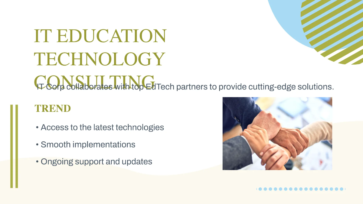 Free IT Education Technology Consulting Business Presentation Template to Edit Online