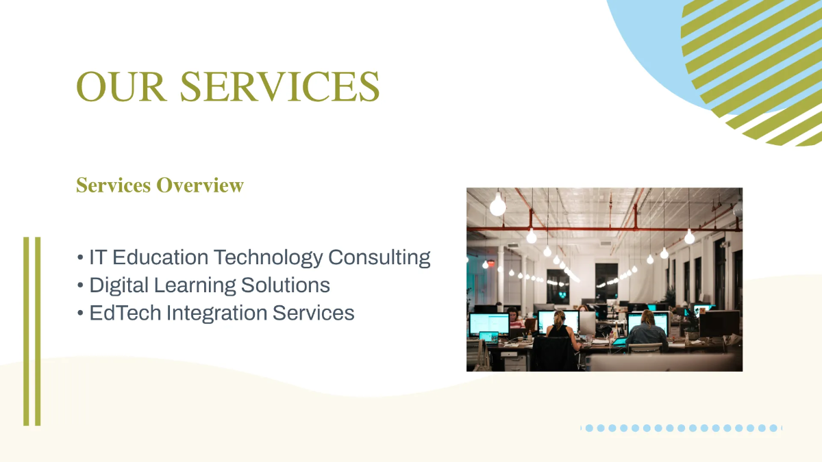 Free IT Education Technology Consulting Business Presentation Template to Edit Online