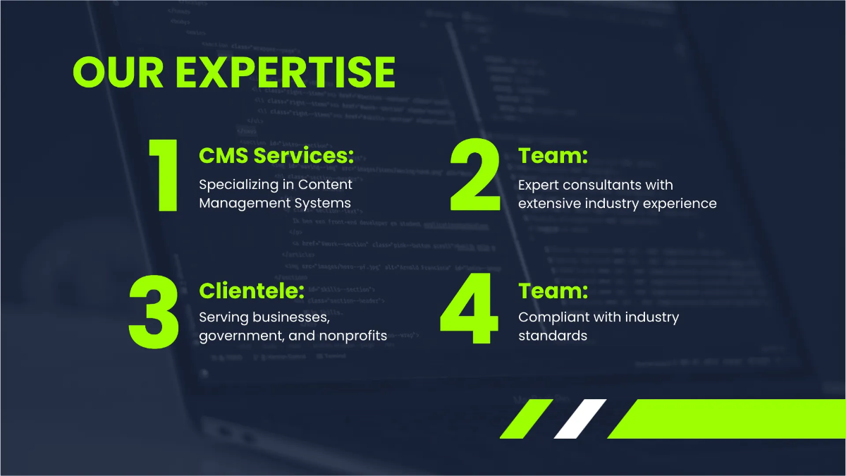 Free IT Content Management Systems (CMS) Consulting Business Presentation Template to Edit Online