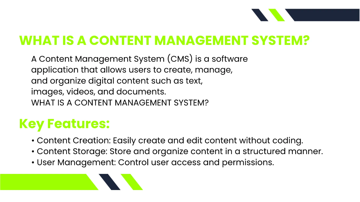 Free IT Content Management Systems (CMS) Consulting Business Presentation Template to Edit Online
