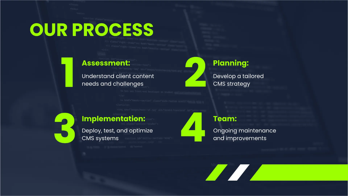 Free IT Content Management Systems (CMS) Consulting Business Presentation Template to Edit Online