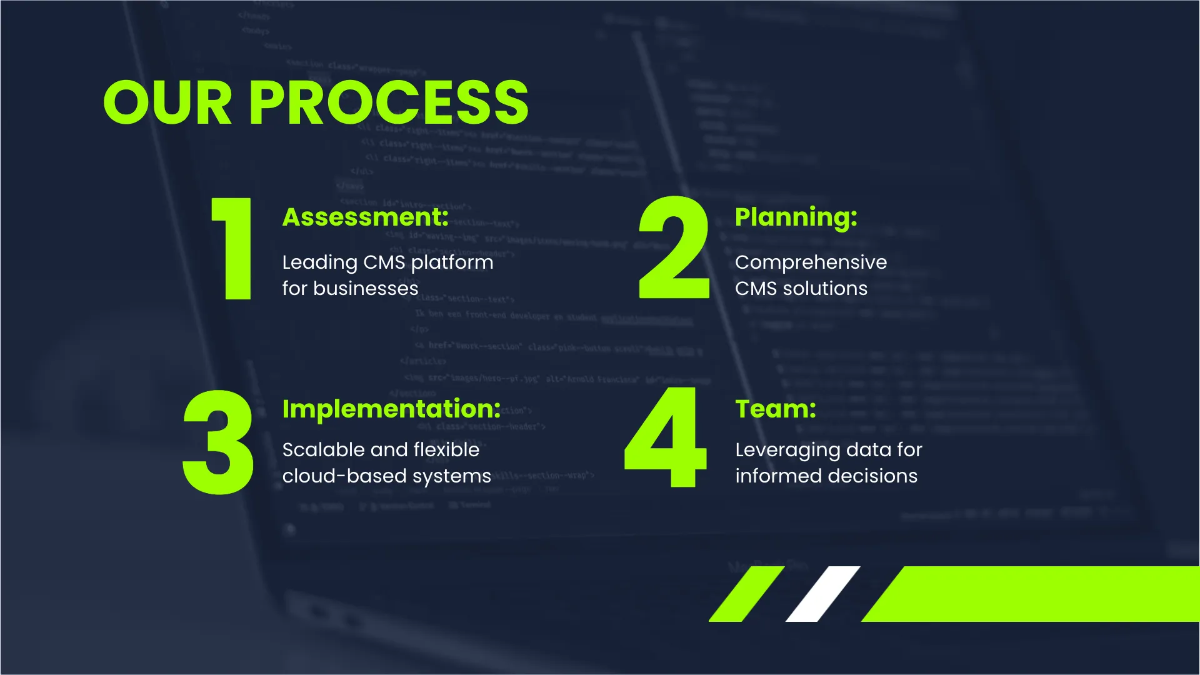 Free IT Content Management Systems (CMS) Consulting Business Presentation Template to Edit Online