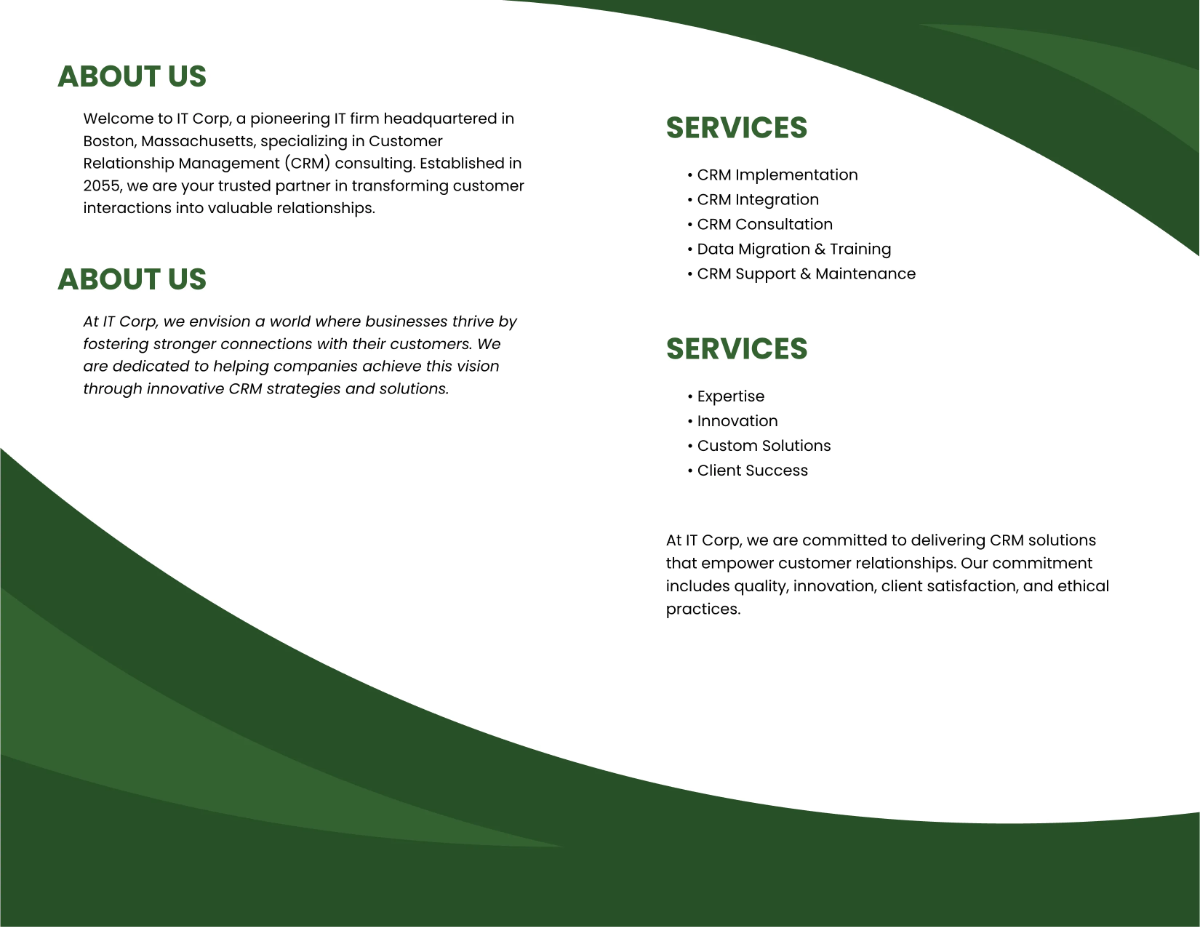 Free IT CRM Consulting Company Profile Digital Brochure Template to Edit Online