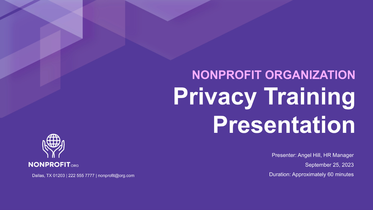 Nonprofit Organization Privacy Training Presentation Template