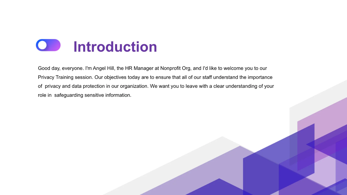 Free Nonprofit Organization Privacy Training Presentation Template to Edit Online