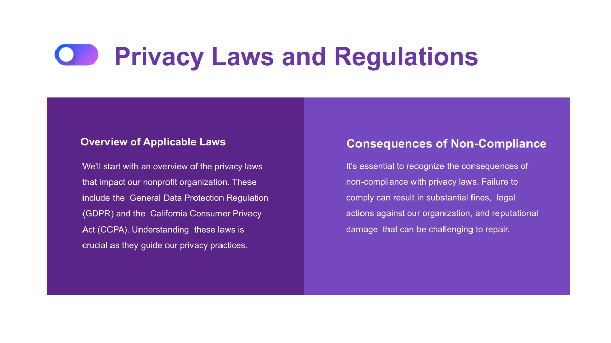 Free Nonprofit Organization Privacy Training Presentation Template to Edit Online