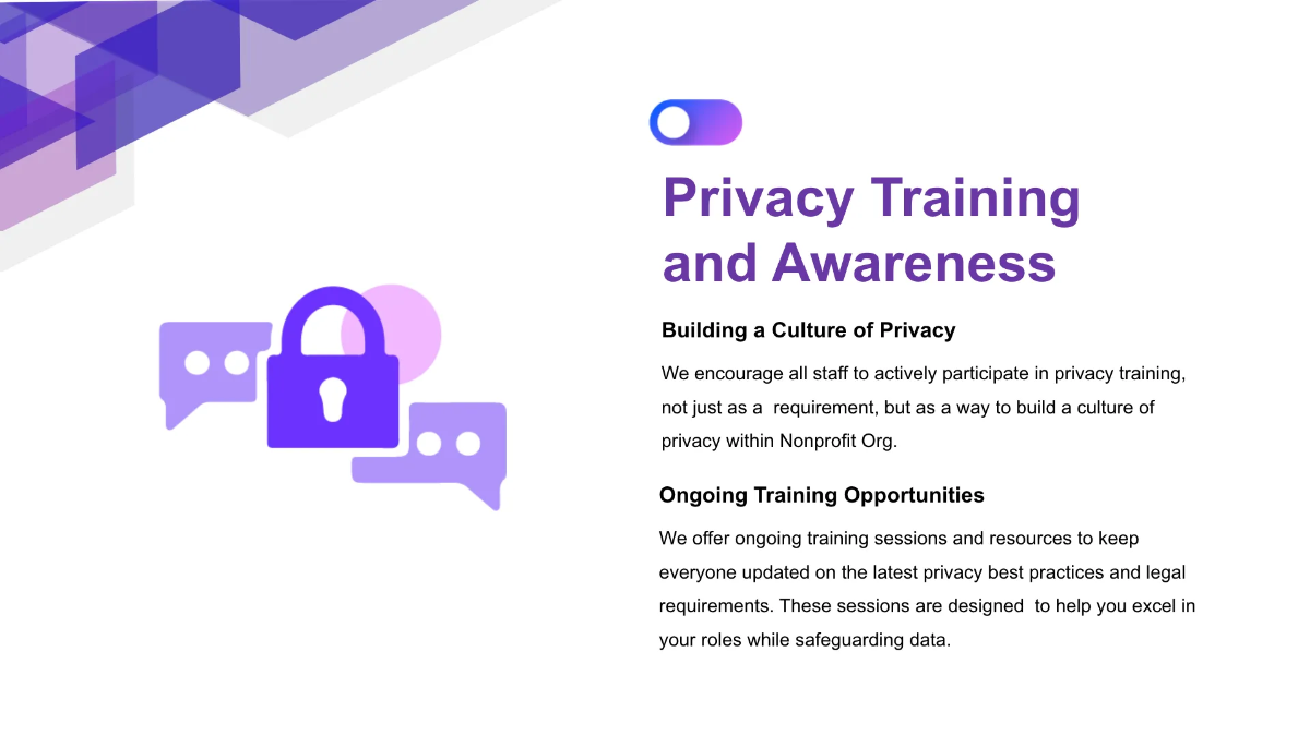Free Nonprofit Organization Privacy Training Presentation Template to Edit Online