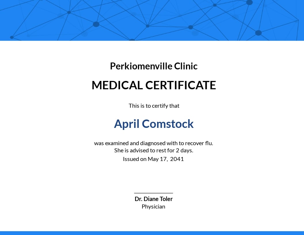 Free Medical Certificate for Casual Leave Template.jpe