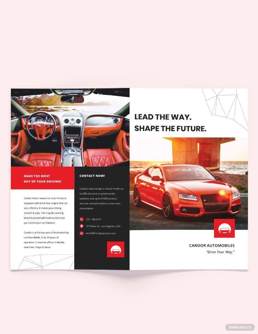 Automotive Marketing Bifold Brochure Template Download in Word