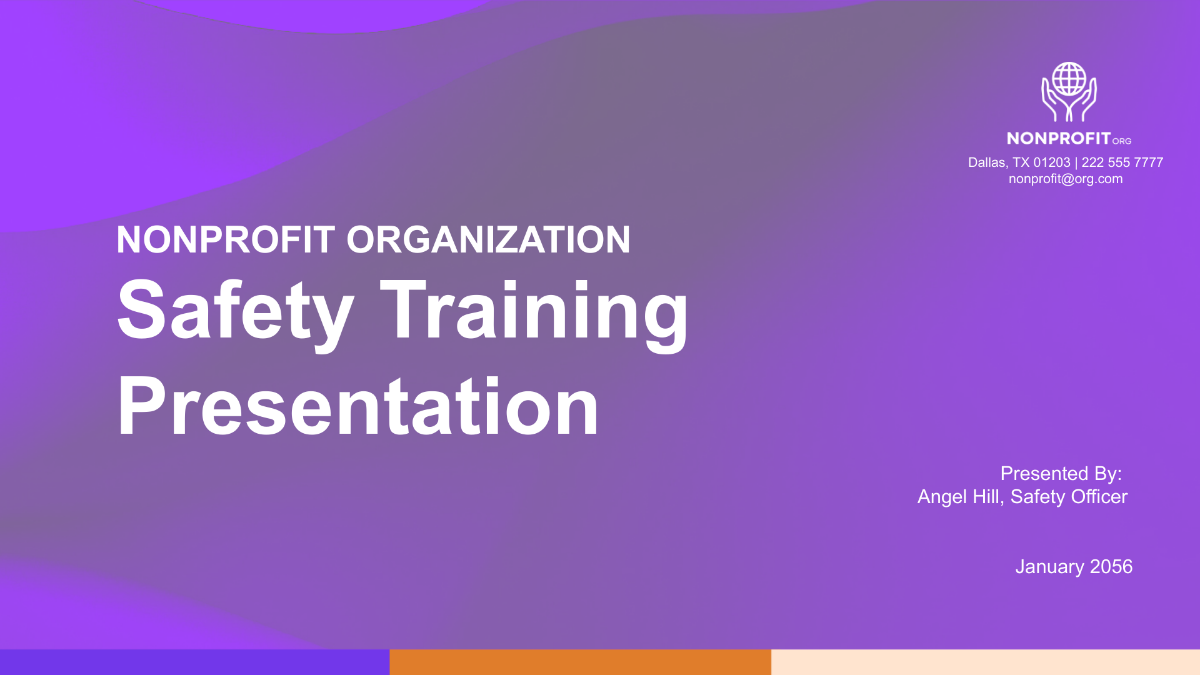 Nonprofit Organization Safety Training Presentation Template