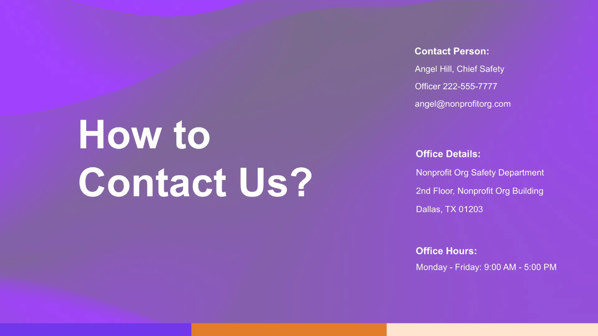 Free Nonprofit Organization Safety Training Presentation Template to Edit Online