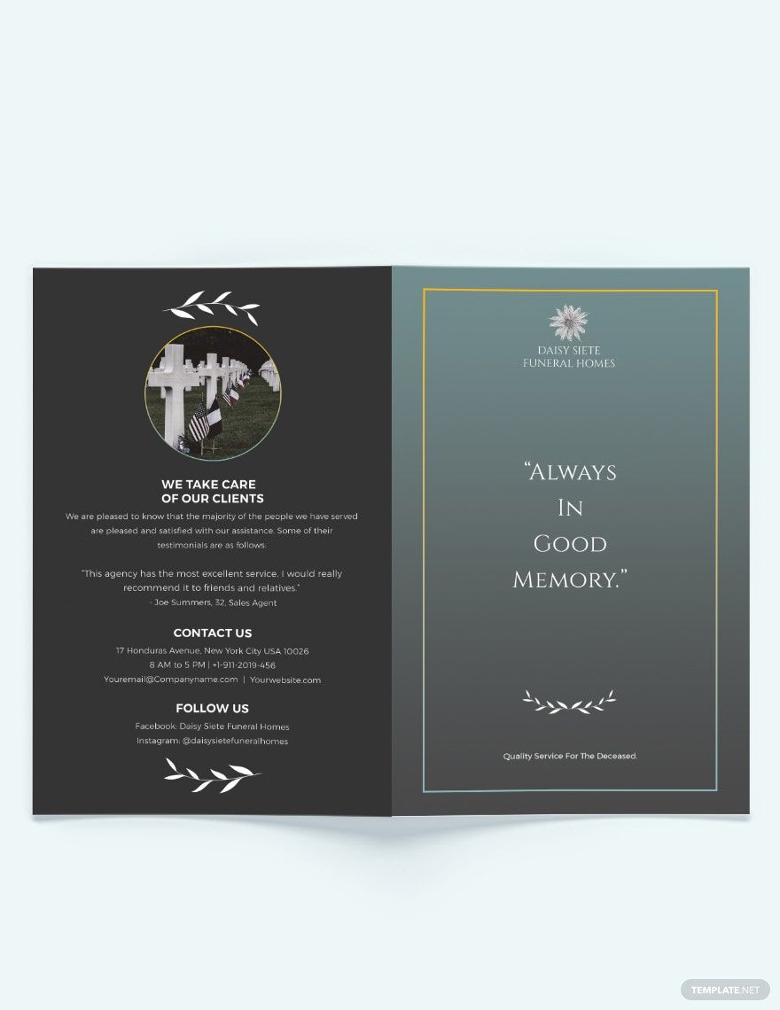 Blank Funeral Plan Bi-fold Brochure Template