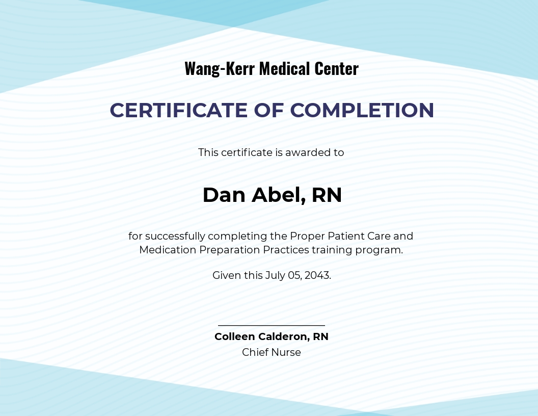 Nurse Training Certificate Template in Google Docs, Illustrator, Word