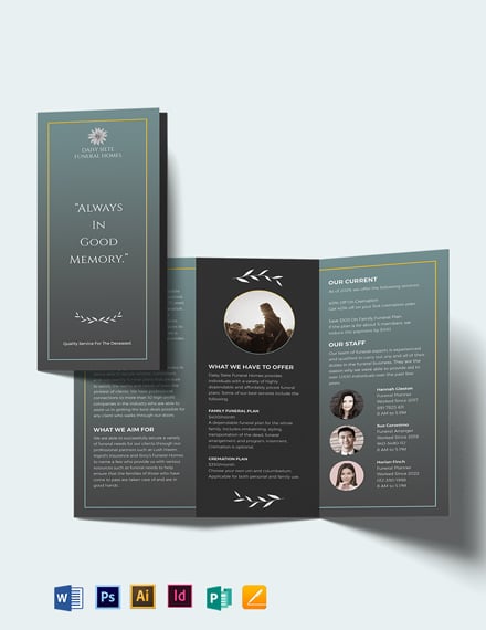 blank funeral plan tri fold brochure template