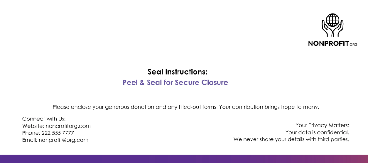 Free Nonprofit Organization Reply Envelope Template to Edit Online