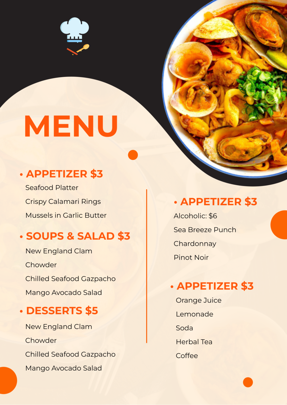 Free Restaurant Menu Price List Template To Edit Online