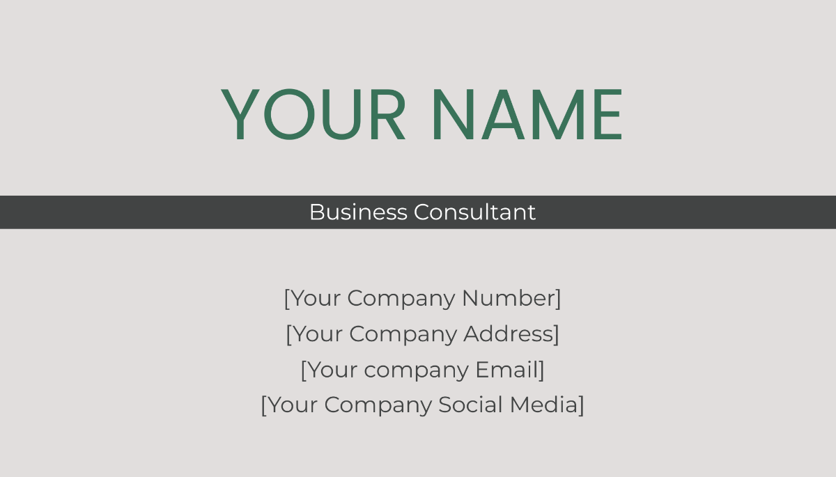Free Personal Business Card Template