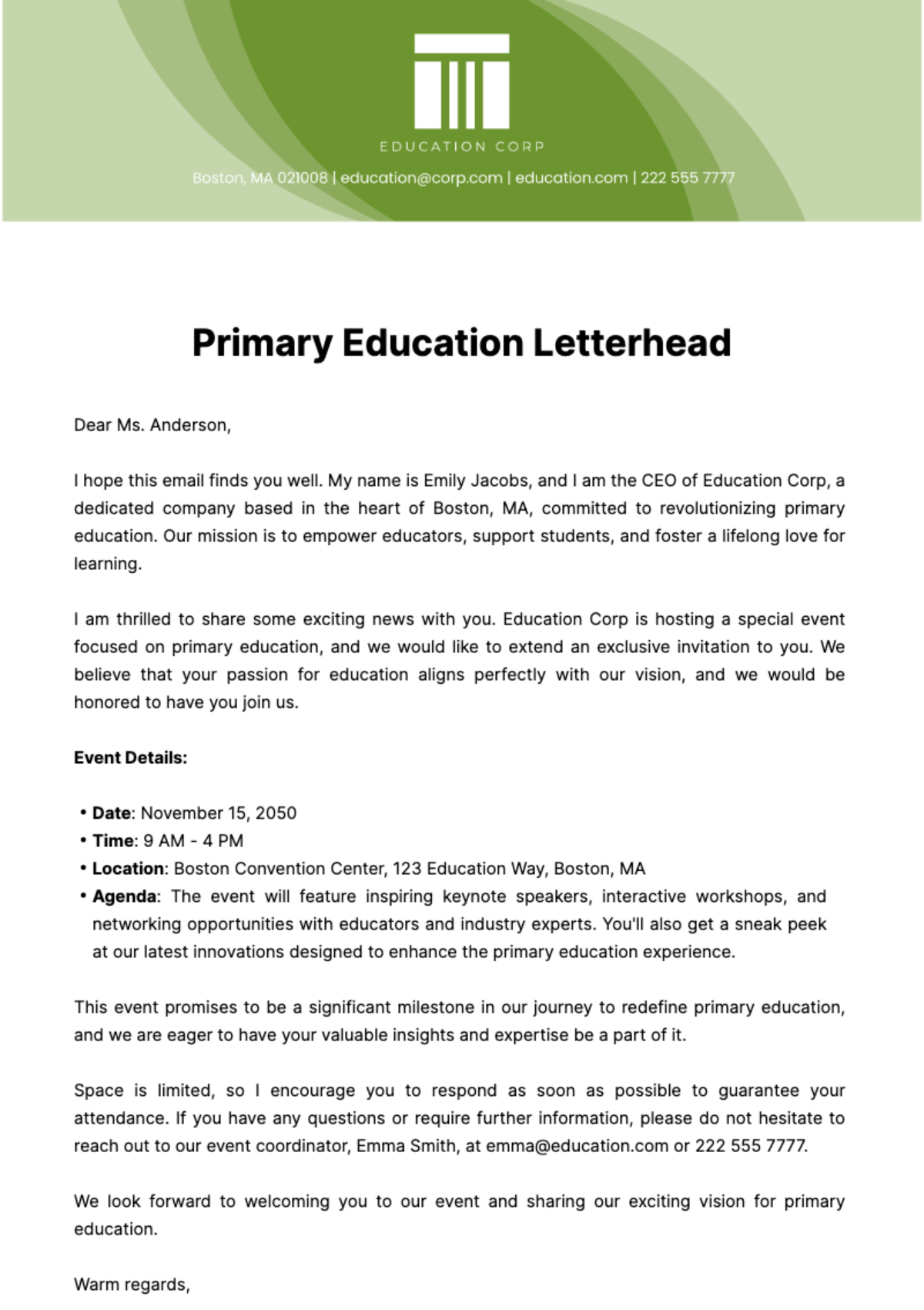 Free Primary Education Letterhead Template