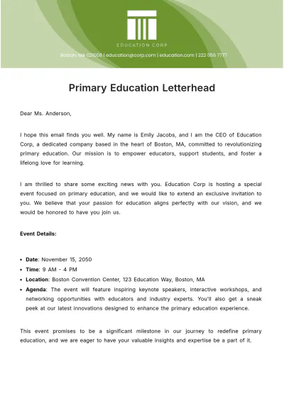 Free Primary Education Letterhead Template to Edit Online