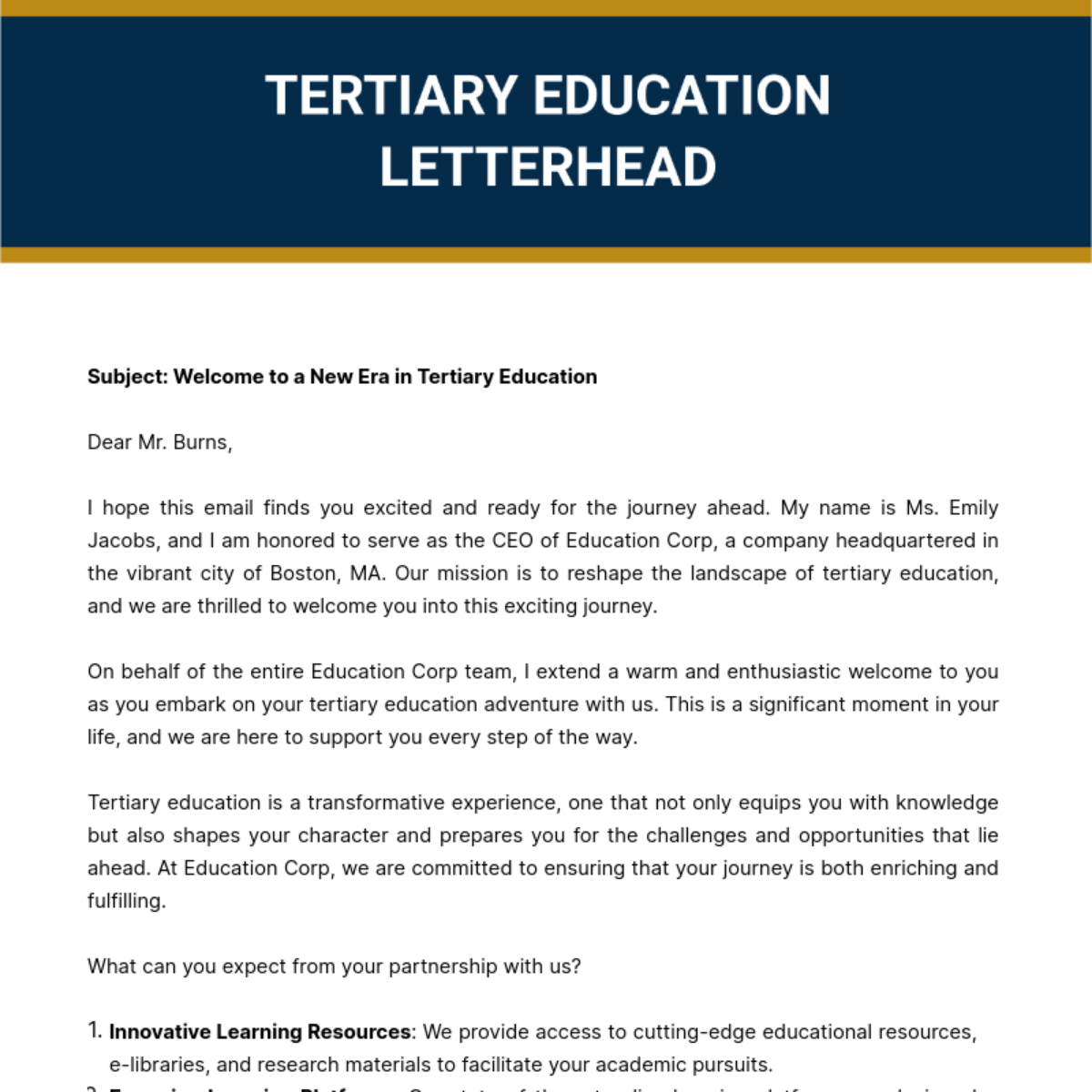 Tertiary Education Letterhead Template - Edit Online & Download