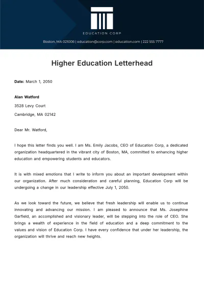 Free Higher Education Letterhead Template to Edit Online