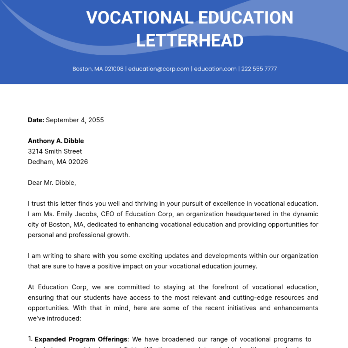 Vocational Education Letterhead Template