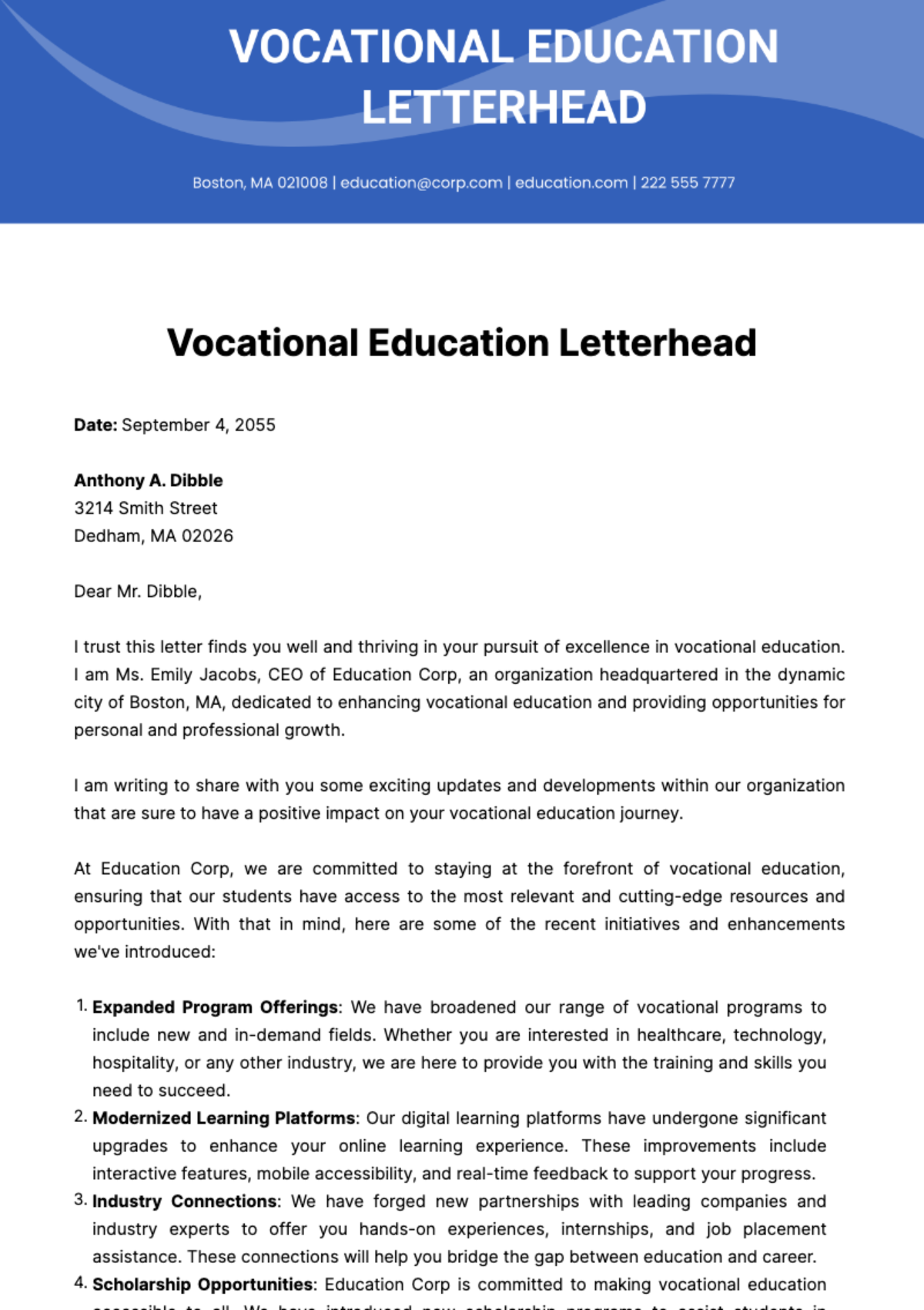 Free Vocational Education Letterhead Template