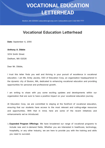 Free Vocational Education Letterhead Template to Edit Online