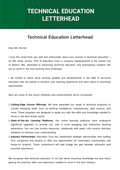 Free Technical Education Letterhead Template to Edit Online
