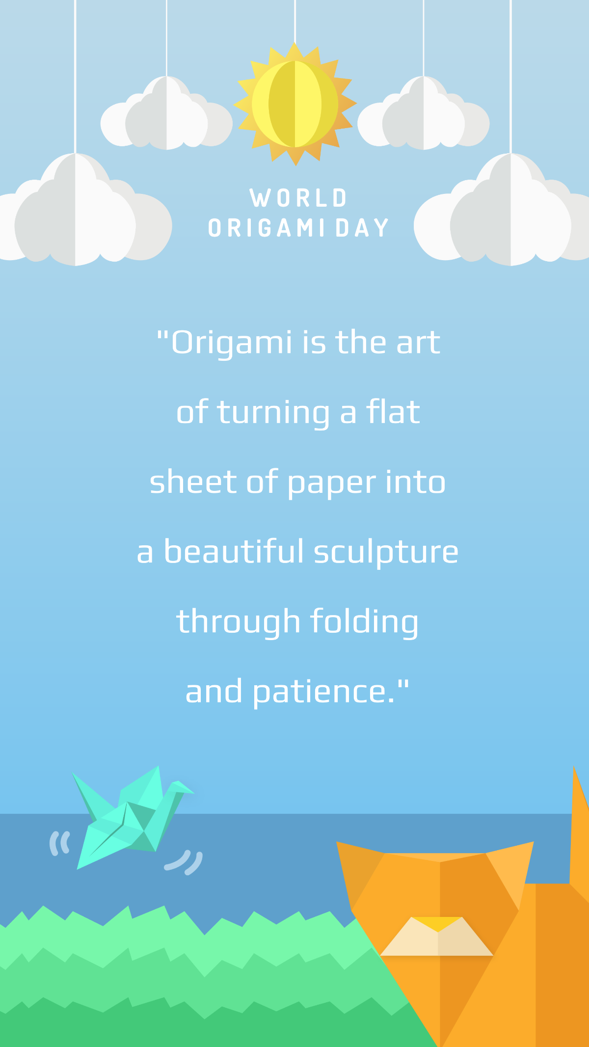 Free World Origami Day Quote Template