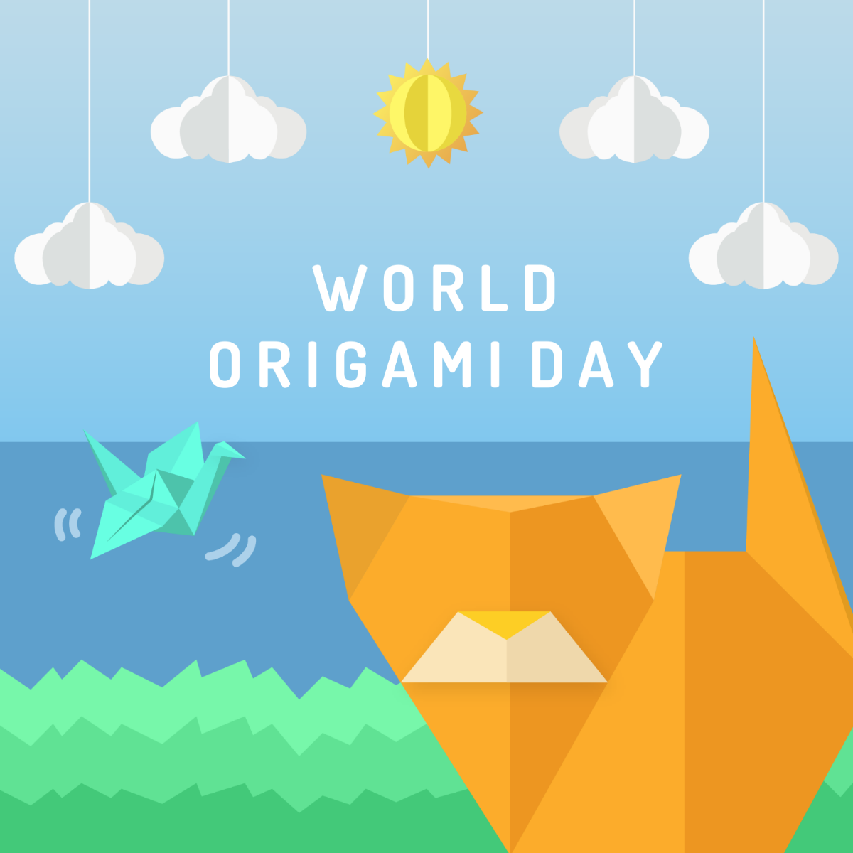 World Origami Day Vector