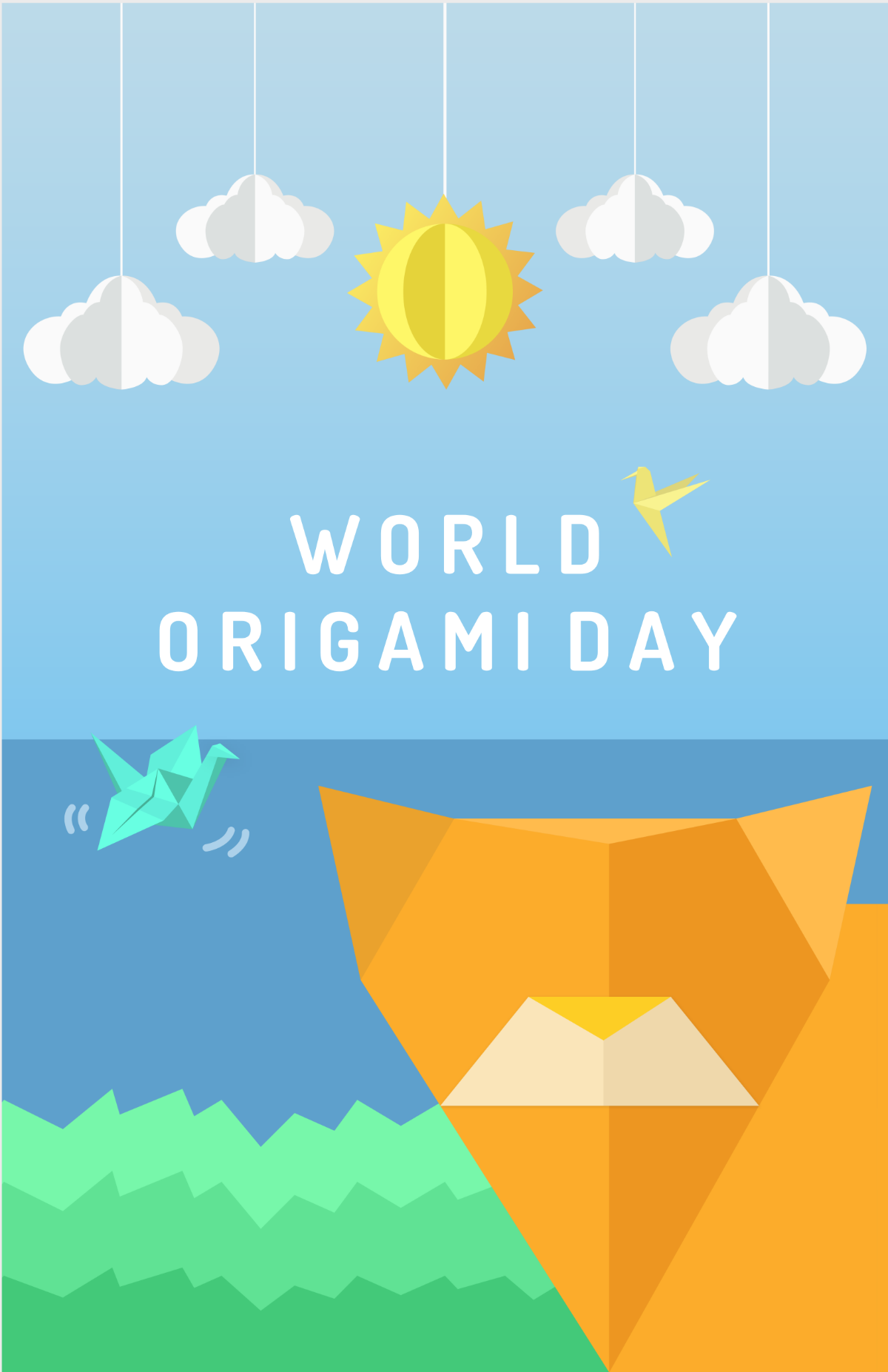 Free World Origami Day Poster Template