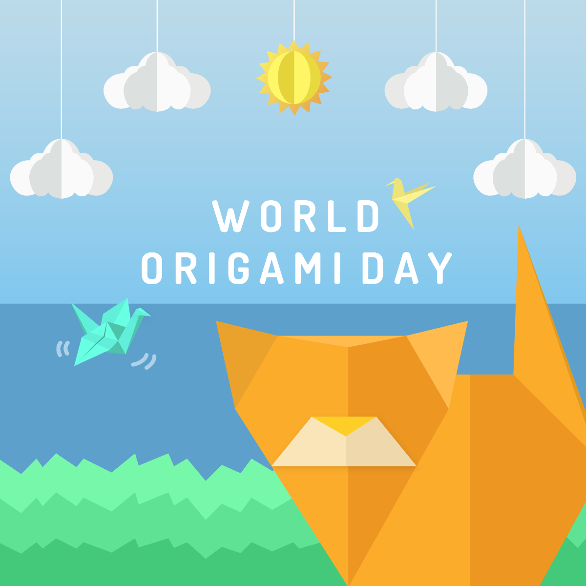 Free World Origami Day Instagram Post Template