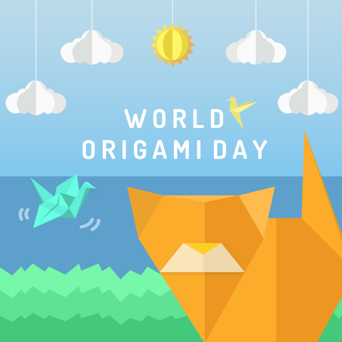 Free World Origami Day LinkedIn Post Template