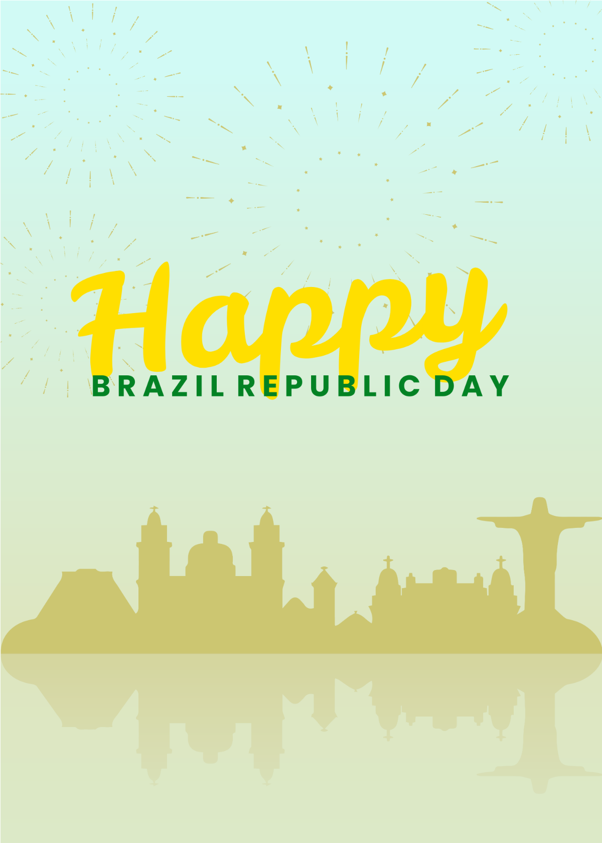 Brazil Republic Day Greeting Card Template
