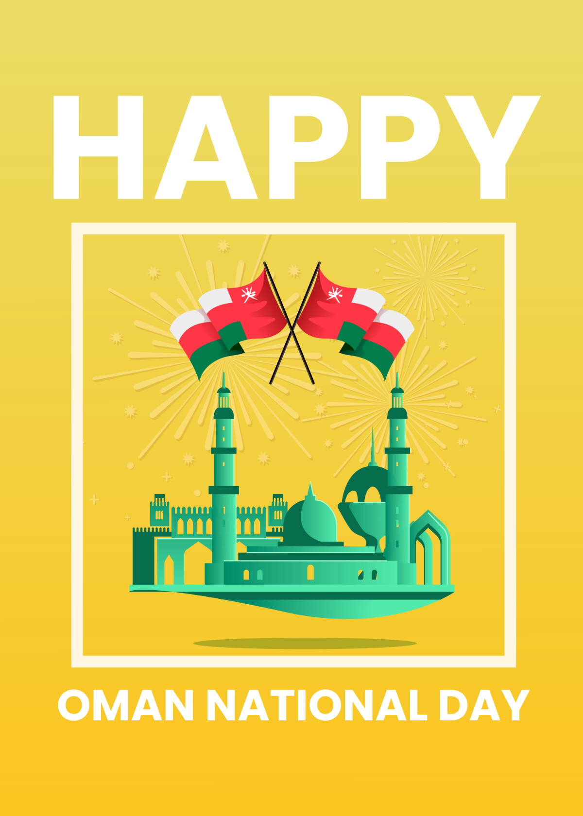 Free Oman National Day Greeting Card Template
