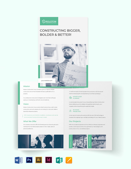 construction frim bi fold brochure template